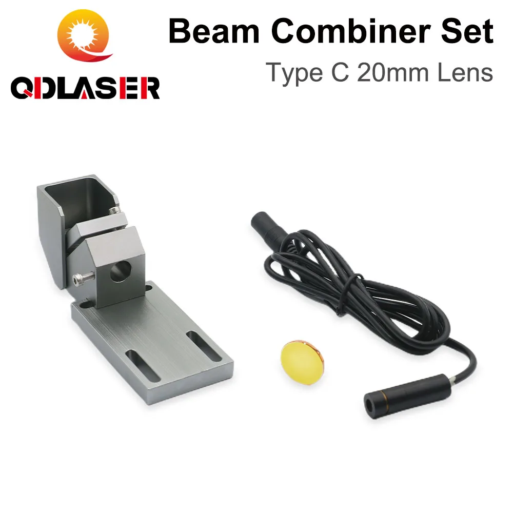 QDLASER Beam Combiner Set Combiner Mount + Beam Combiner (20mm)+Red Pointer for CO2 Laser Engraving Machine