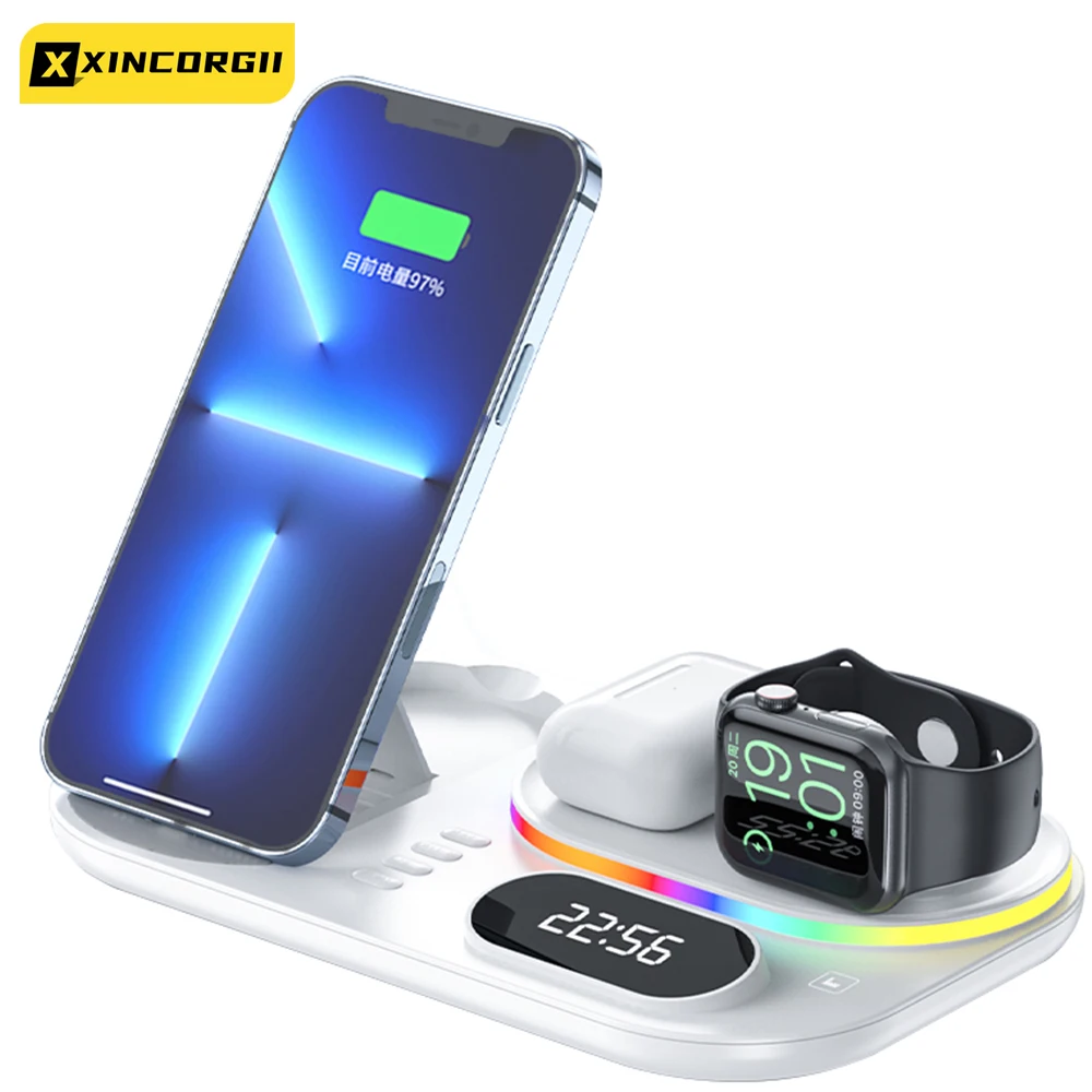 

Qi 3 In 1 Wireless Charger Induction Phone Holder Wireless Chargers Fast Charging Station For Iphone 13 12 11 XS Mini Pro Max