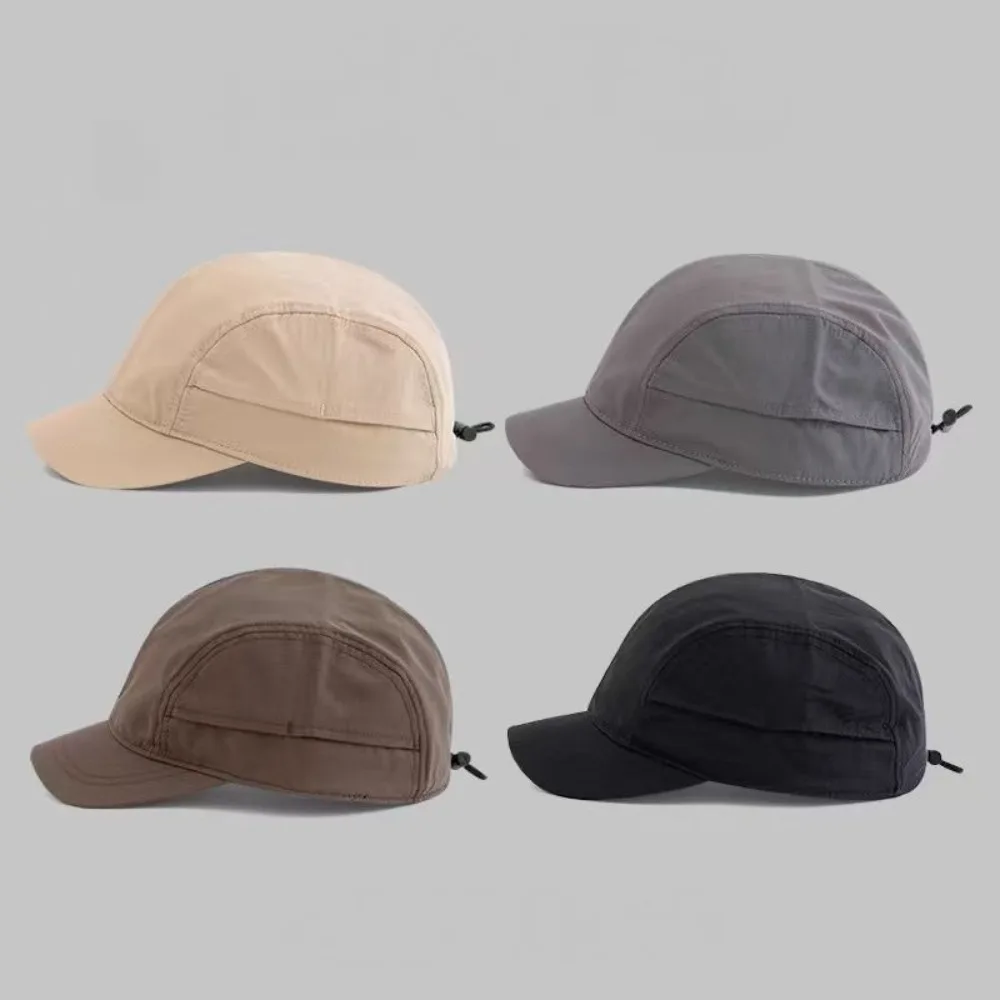 Classic Black 5 Panel Net Cap for Men Women, Breathable Plain Style, Ideal for Running Travel Camping Outdoor Casual Fashion Hat