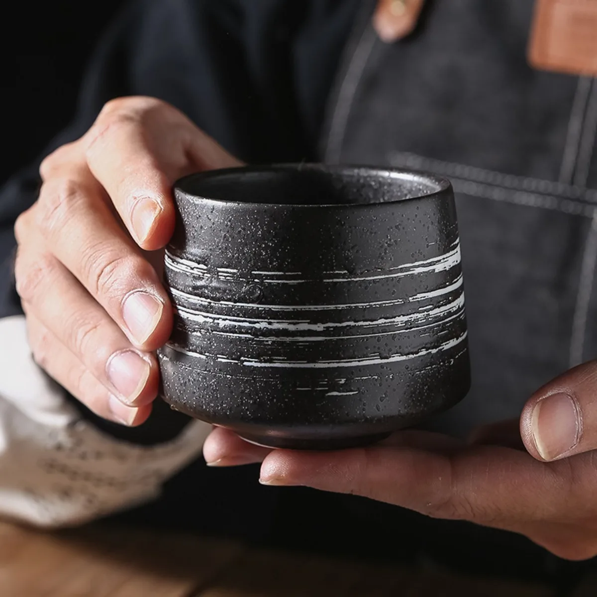 

Vintage Japanese Tea Cup Hand Drip Coffee Cup Ceramic Matcha Latte Ice Coffee Cup Aromatherapy Candle Cup