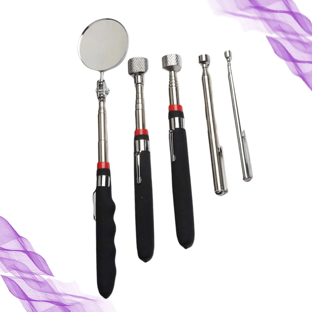 

5Pcs 50mm Detection Mirror Flexible Metal Telescopic Bar Non-Slip Handle for Auto Repair Industry and Electronics Manufacturing