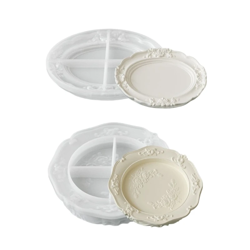 195C Silicone Tray Mold for DIY Resin Craft, 1 Piece Lace Floral Mold for Coasters and Jewelry Display Tray Projects