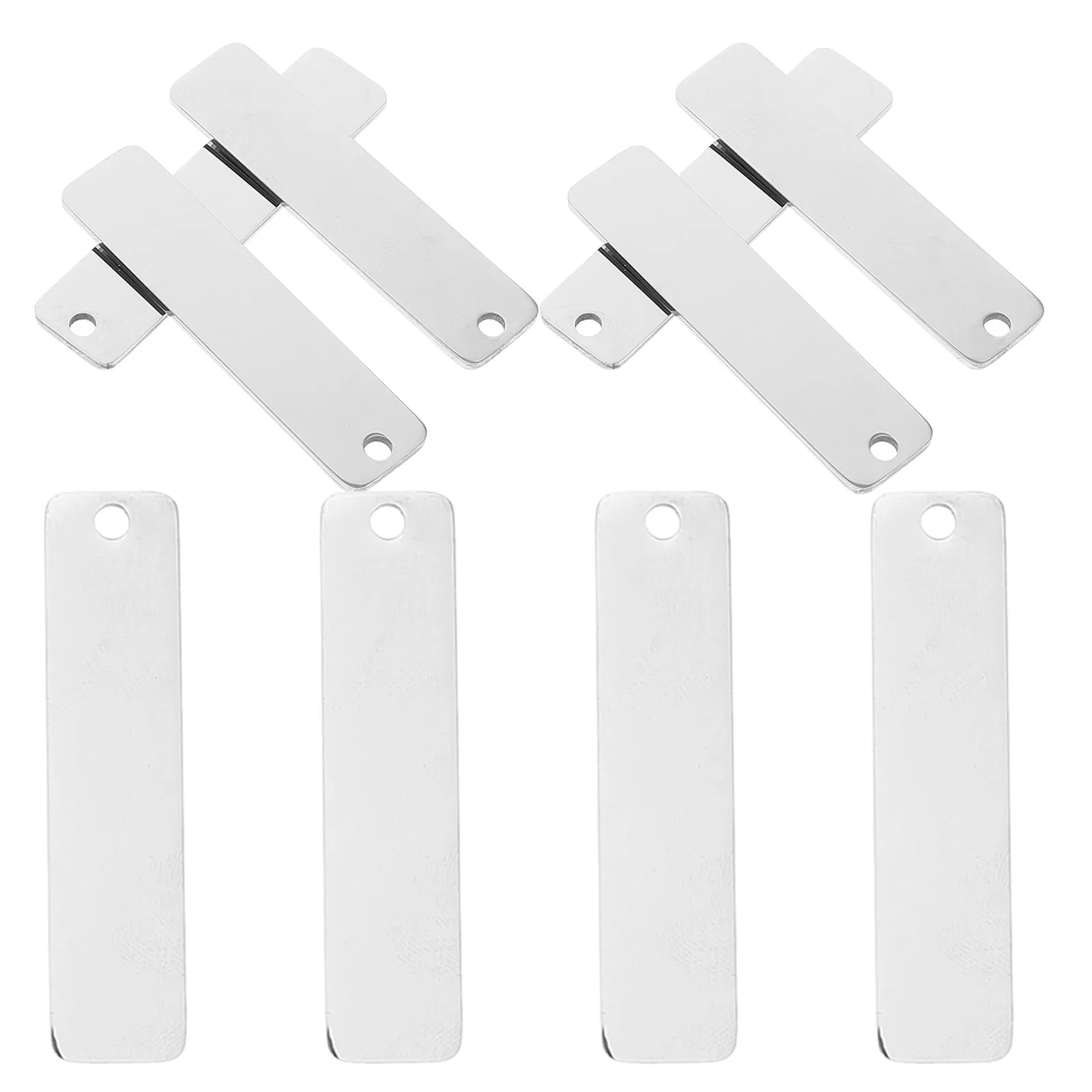 

10Pcs Titanium Steel Blank Keychains Rectangle Engravable Stamping Pendants DIY Metal Keychain Supplies for Custom Engraving
