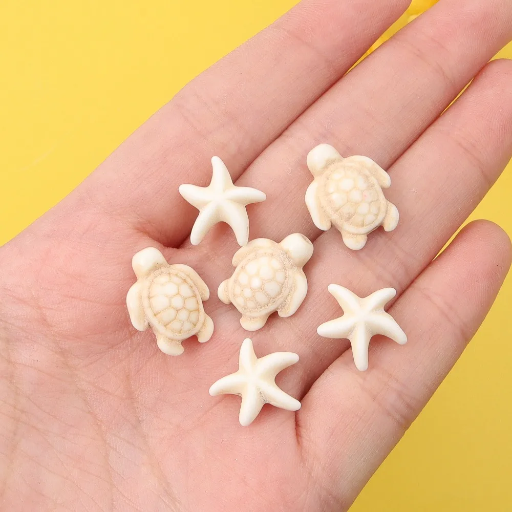 7/19/48pcs Multi-color Artificial Turquoise Turtle Starfish Shaped Decorative Beads, Used for DIY Jewelry Backpack Accessories view 2