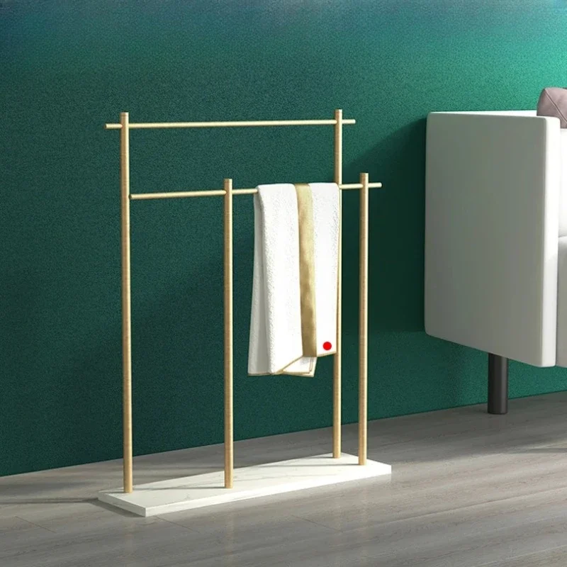 Luxury Marble Towel Rack, Freestanding Bathroom Storage Shelf, Movable Bathtub Side Caddy, Waterproof Rustproof Towel Holder