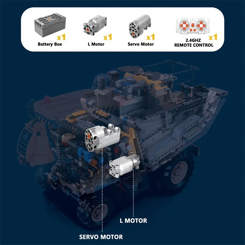 Technic Engineering Tractor Building Blocks - Remote-Controlled Harvester Toy, Challenging STEM Model for Young Constructors