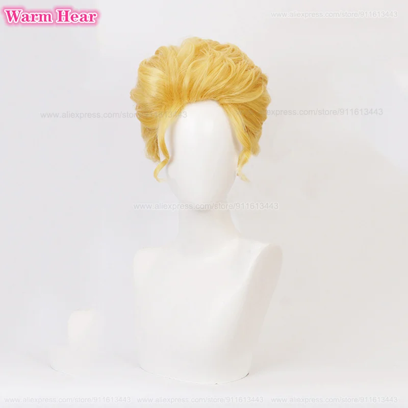 Kira Yoshikage Synthetic Hair Anime Golden Yellow Short Slicked Back Cosplay Anime Wig Heat Resistant Synthetic Wigs + A Wig Cap