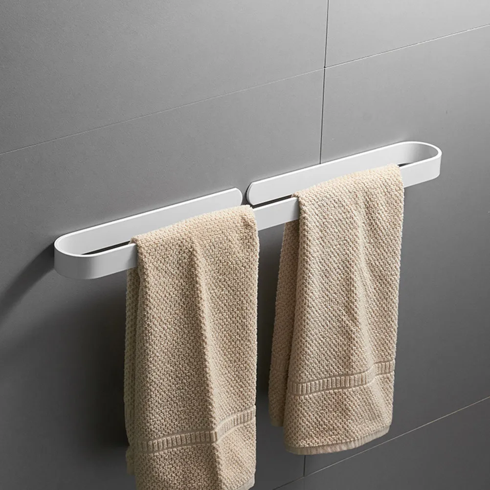 

Stylish Aluminium Alloy Towel Bar Strong Load Bearing Punch Free Mounting Bathroom Towel Holder Rack Multifunctional Organizer