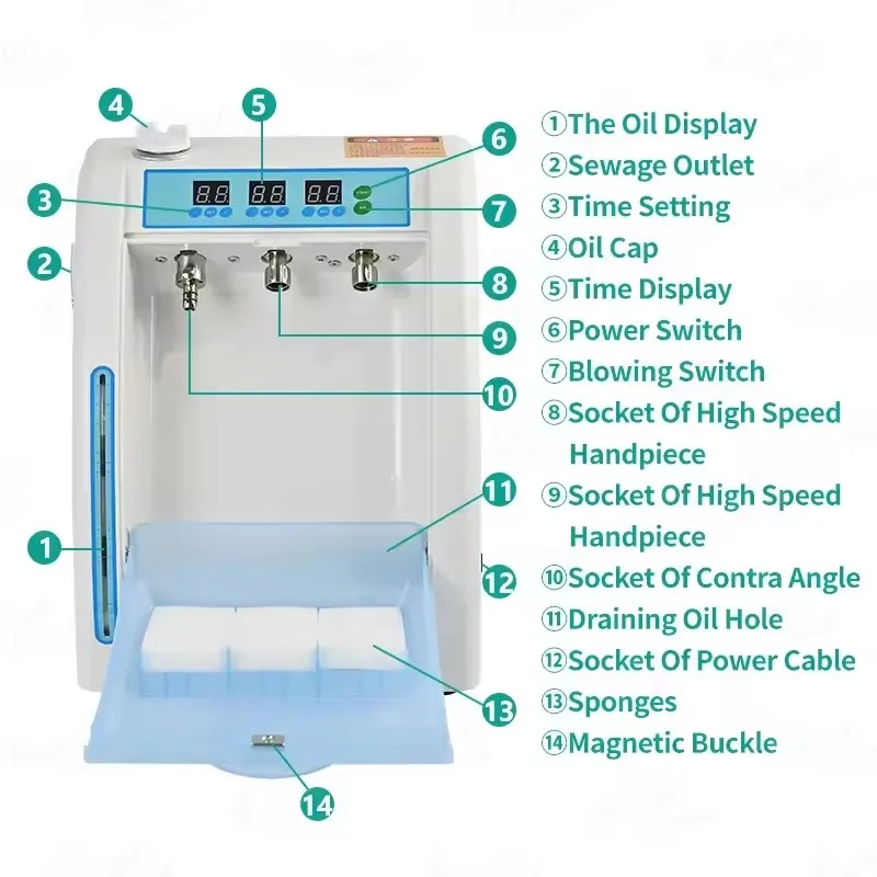 Dental greasing machine Dental Lubricator With Time Scale Display High/Low Speed Hand Piece Oiler Maintenance Oil System