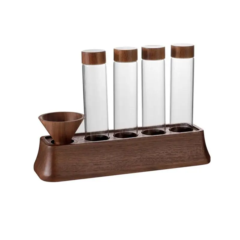 

ABSF 1Pcs Coffee Bean Glass Tube With Wood Tool Bottled Tubes Grain Storage Wooden Sealed Airtight Canisters