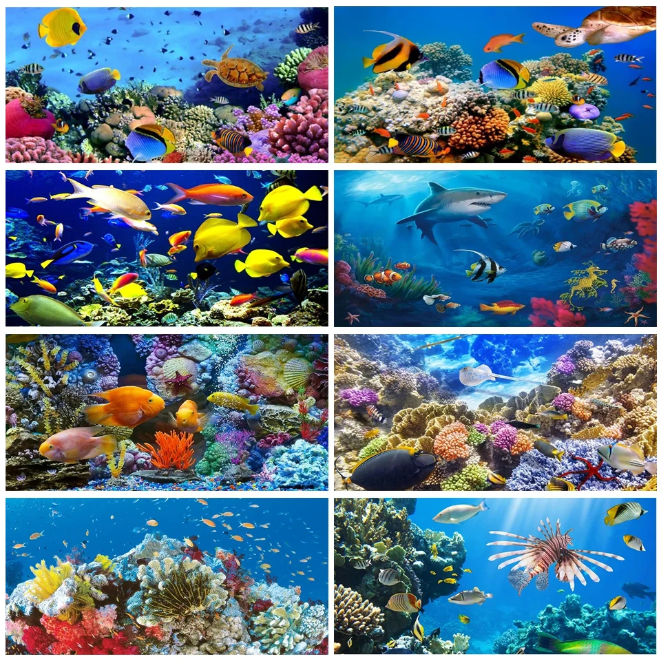 Underwater World Diamond Painting Fish and Coral Diamond Art Cross Stitch Kit Living Room Home Decor Anime 5D Diamond Painting