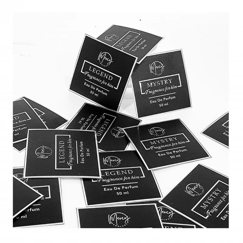 custom.High Quality Custom Adhesive Waterproof Metal Perfume Bottle Label Sticker Printing Embossed Design Shampoo L