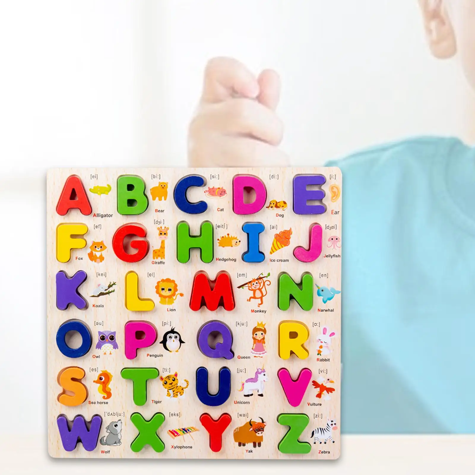 

Wooden Alphabet Puzzle Learn Board Wooden Puzzle Toy Educational Toy for Children Kindergarten Ages 0-3 Years Kids Boys Girls