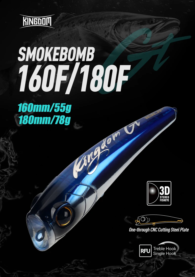 Kingdom Sea Topwater Popper Angelköder 55g 78g 160mm 180mm Schwimmender Wobbler Künstlicher Hartköder für Thunfisch GT Meeresfischerei – Detail 3
