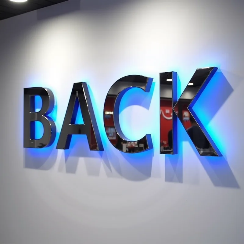 مخصص الخلفية ثلاثية الأبعاد LED رسائل معدنية مضيئة تسجيل تضيء لواجهة متجر الأعمال في الهواء الطلق لافتات إعلانية مقاومة للماء