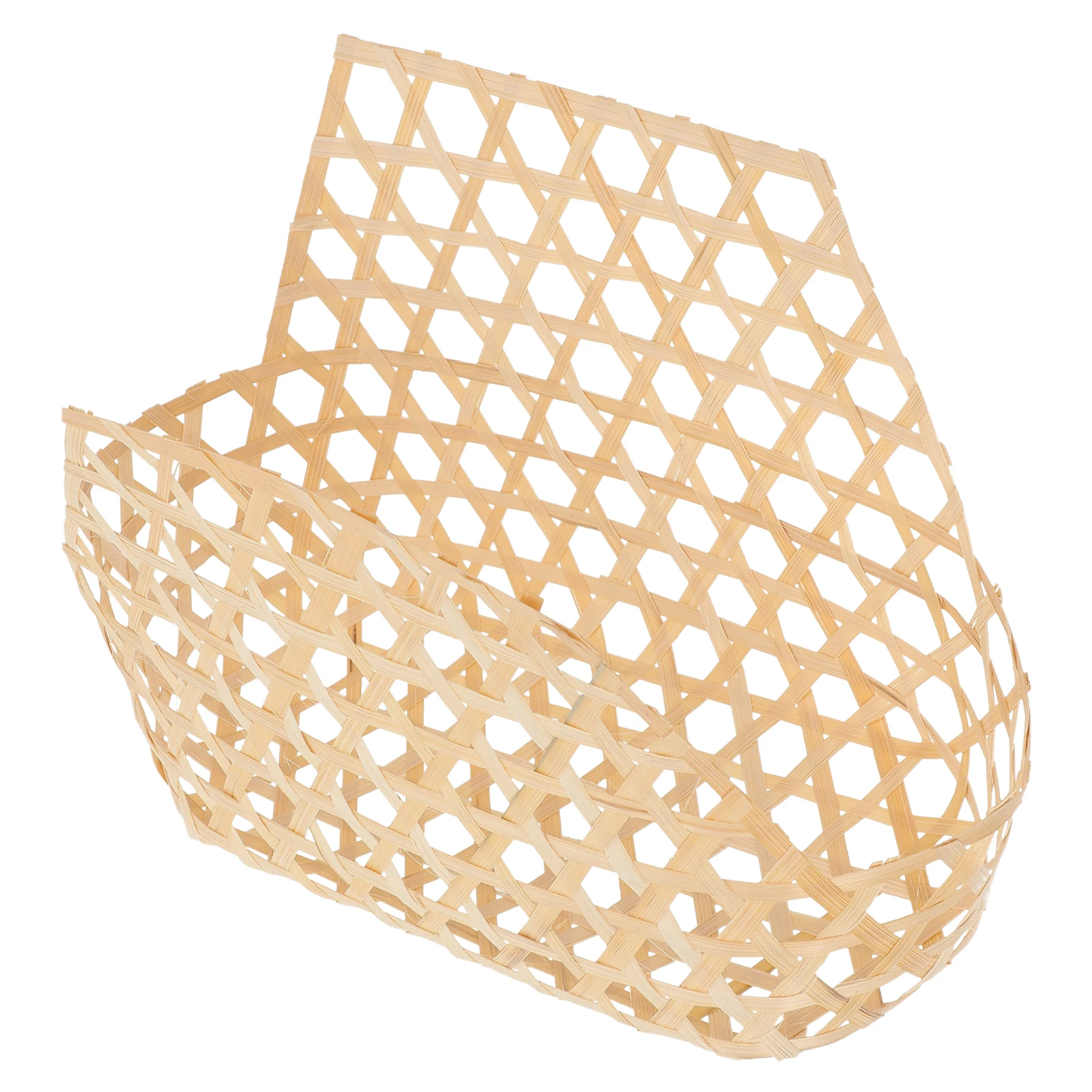 

Bamboo Hand Basket Large Capacity Picnic Food Handwoven Weaving Dessert Baskets with Handles