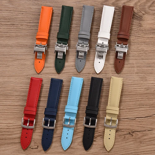 Correas de reloj Unisex de liberación rápida, 18/19/20/22mm, patrón Tropical, correa de firma de tela de vela impermeable de goma y cuero FKM