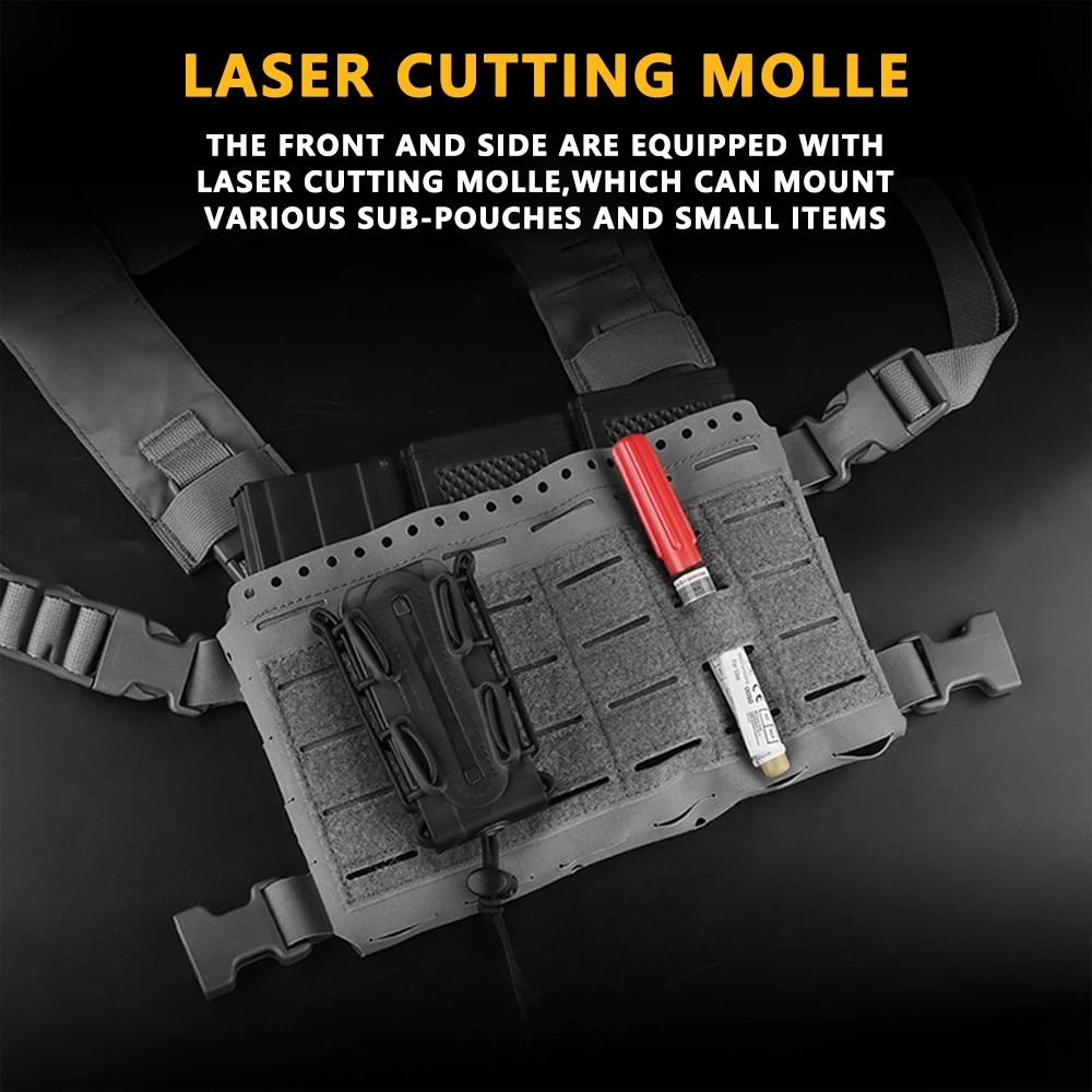 Tactical Chest Rig Vest With 5.56 Triple Elastic Mag Pouch Hunting Tactical Plate Carrier Vest Bag Front Plate Extension Kit