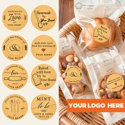 Custom Baked Kraft Paper Label Stickers For Cookie Cupcake Stickers Homemade Bakery Bread Bags Labels Baked Goods Packaging