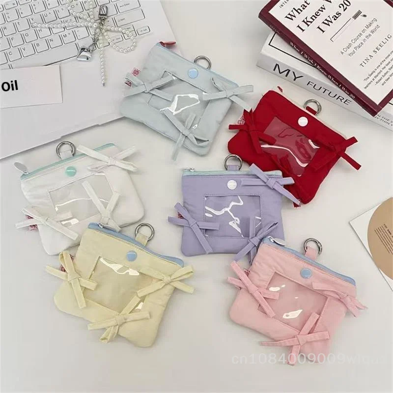 1 bolsa para tarjetas con lazo femenino: funda para tarjetas con tarjetero multiusos para estudiantes y fanáticos de K-pop. (Sin llavero)
