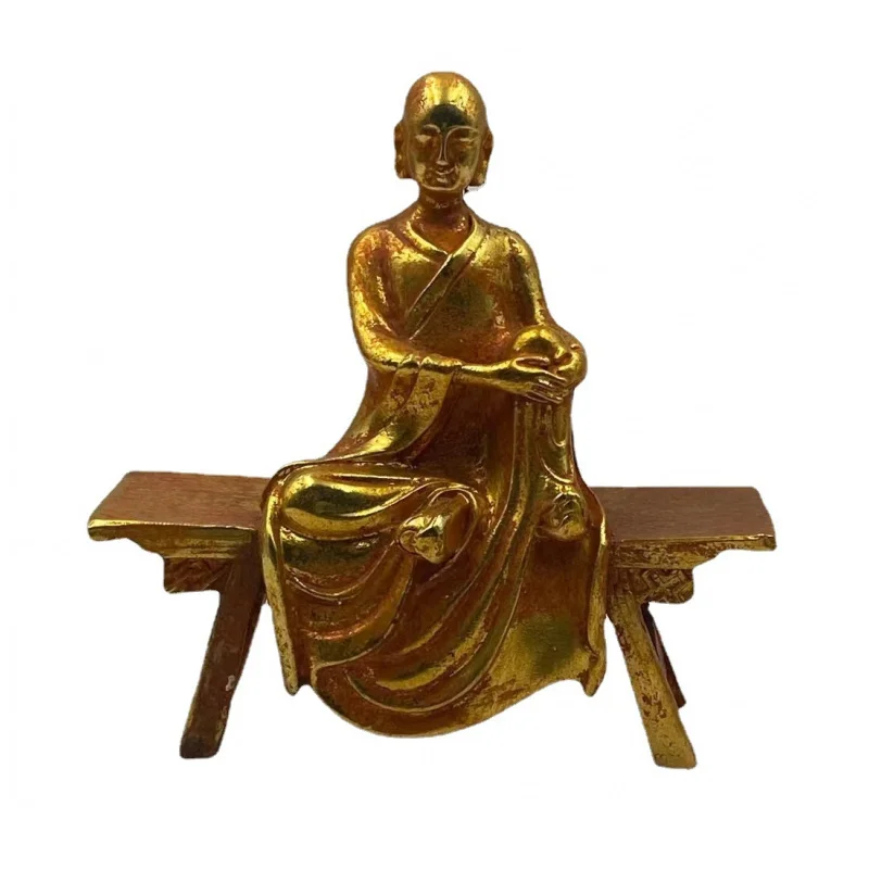 

Factory Antique Antique Gilding Bench Buddha Monk Statue Free Buddha Home Worship Decoration Old Bronze Crafts