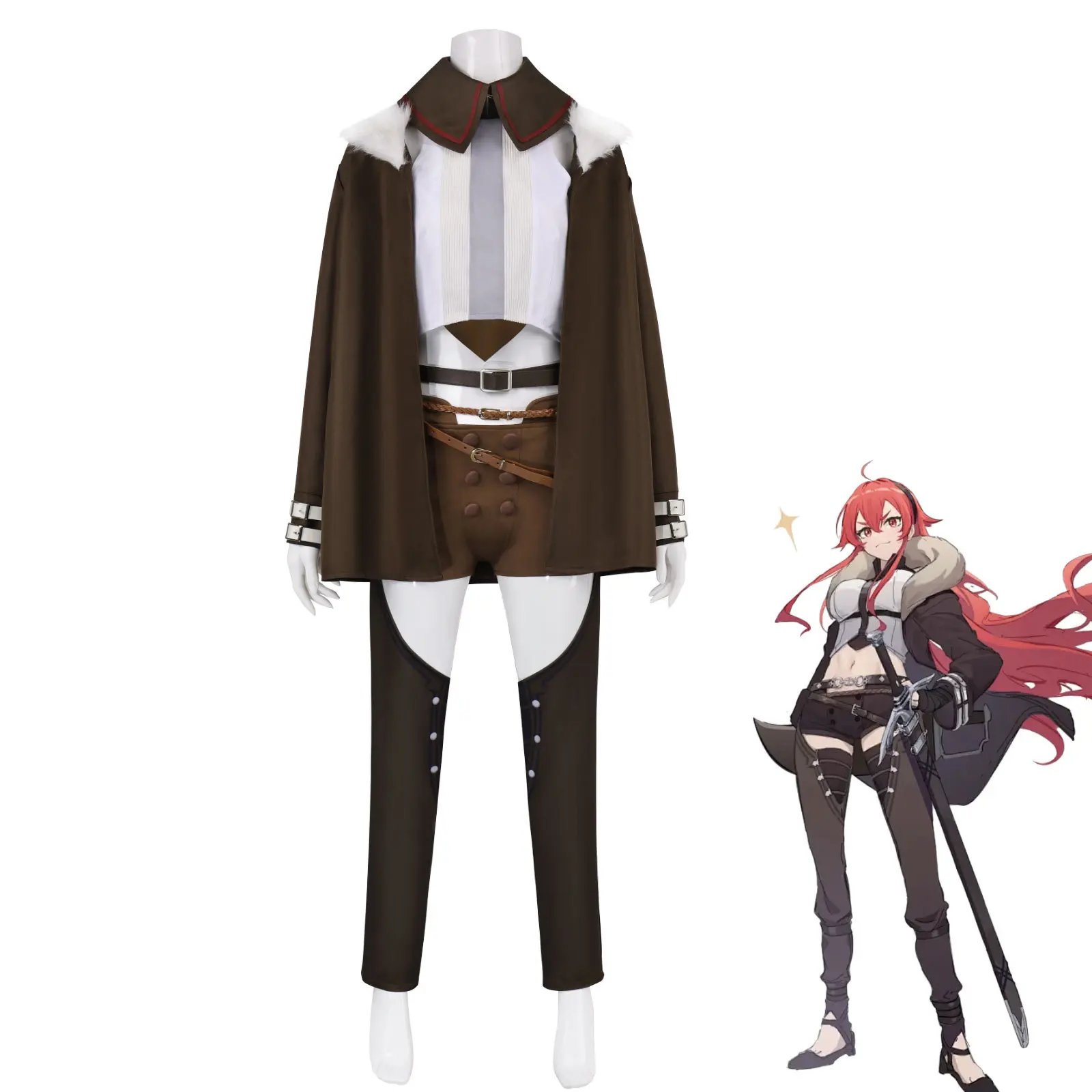 

Anime Mushoku Tensei: Jobless Reincarnation Dead End Eris Boreas Greyrat Cosplay Costume Cloak Pants Wig Woman Sexy Party Suit