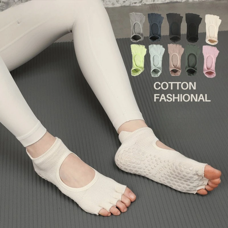 

Miosam wholesale custom logo yoga socks cotton toes hosiery Professional sports socks Pilates silicone non-slip socks for women