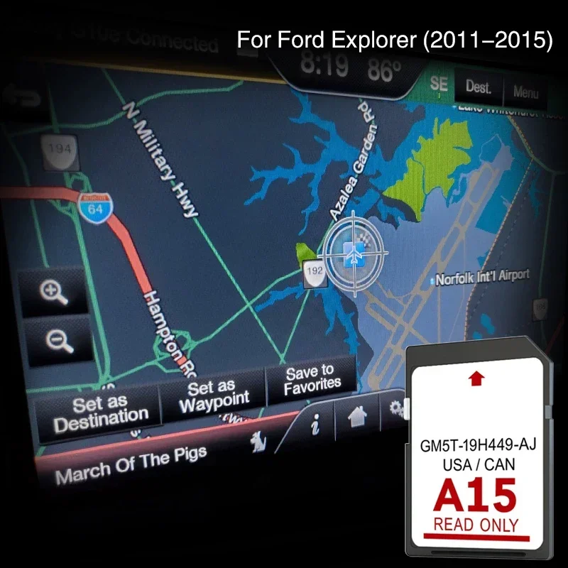 A15 for Ford Explorer from 2011 to 2015 Cover North America SD GPS Navigation 32GB Memory Card