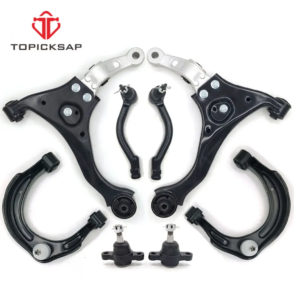 TOPICKSAP 8pcs Kits Front Upper & Lower Control Arm Ball Joint Outer Tie Rod End Sets for Hyundai Sonata 2006 2007 2008