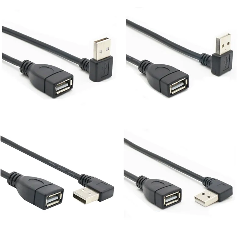 USB 2.0 Up & Down & Left & Right Angled 90 Degree Male to Female  Computer Extension Cable USB Male to Female data cable