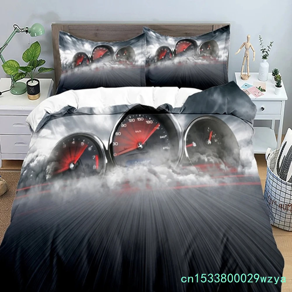 3D Car King Queen Duvet Cover Vintage Lightweight Train Bedding Set For Teens Adult Racing Supercar 2/3pcs Polyester Quilt Cover