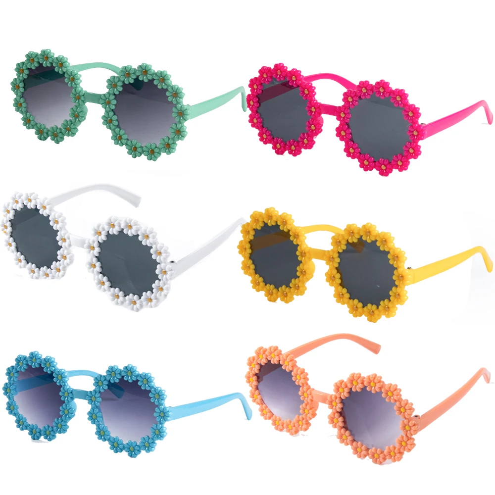 

1pcs Kids Round Flower Sun Glasses Cute Daisy Flower Sunglasses Children Birthday party summer Outdoor glasses for Girls gift
