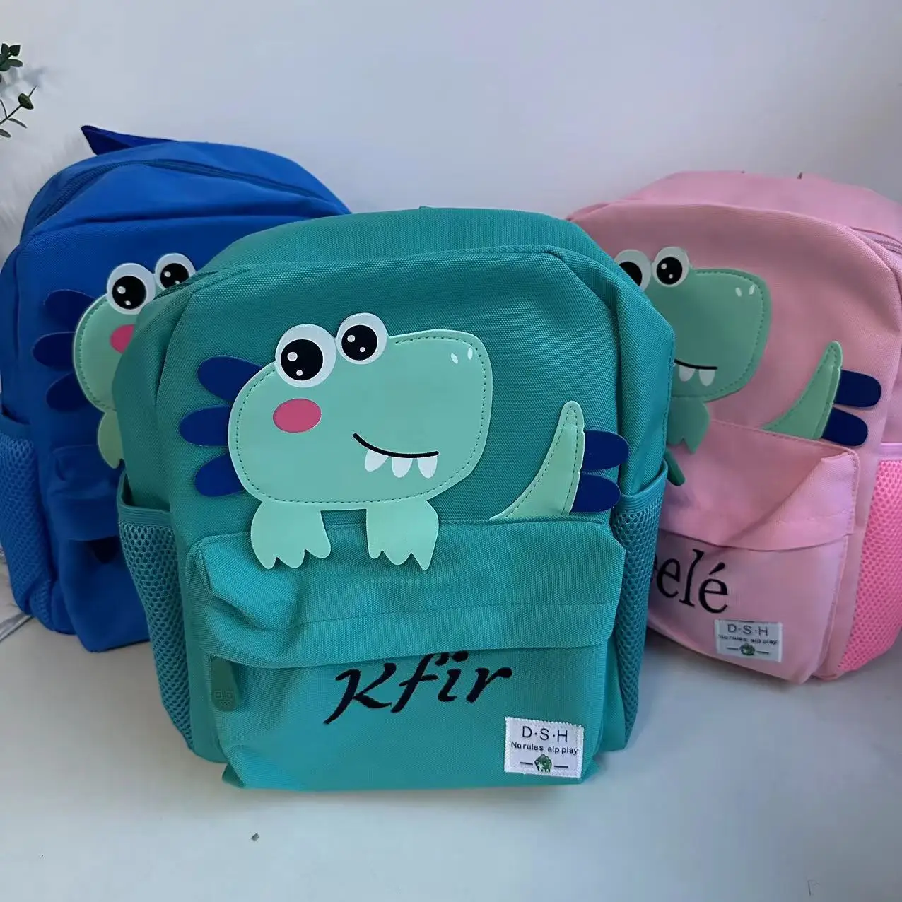 New Cartoon Cute Dinosaur Backpack Personalized Embroidery Backpack Lightweight Preschool Kindergarten Backpack