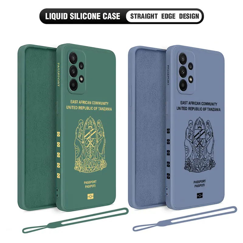 Tanzania Passport Case For Samsung Galaxy S24 S23 S22 S21 S20 S10 Note 20 10 Lite Ultra Plus FE 4G 5G Cover With Hand Strap