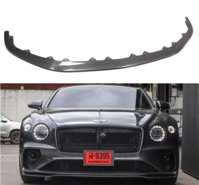 Real Forged Carbon Fiber Front Bumper Splitters Lip Spoiler For Bentley Continental GT W12 2018 2019 2020 2021 2022 2023