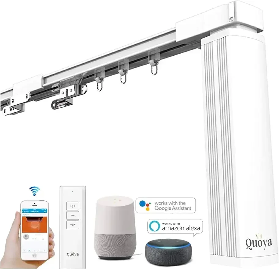 Quoya QL500  Curtains System,  Curtain Track with Automated Railings, WiFi Motor, Compatible  Alexa