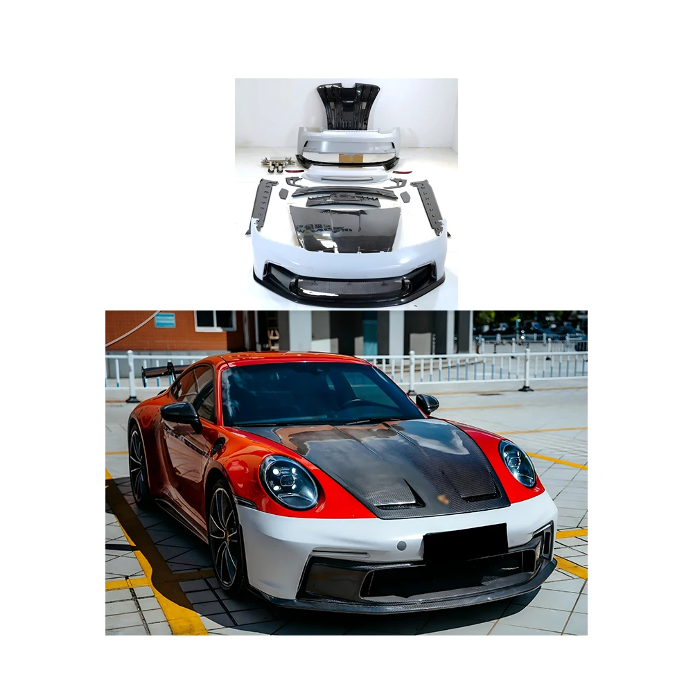 Carbon Fiber Facelift for Porsche Front Bumper Assembly with Brand for Porsche 992 2018-2024 Carrera S to GT3 Body Kit