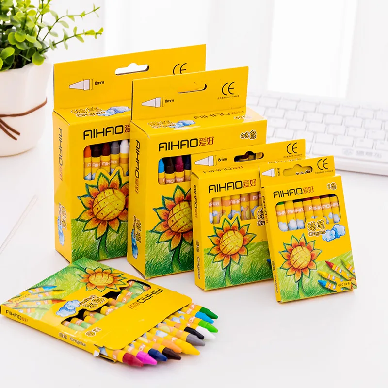 AiHao Crayons Creative 8/12/24 Multicolors Drawing Oil Pastels Kids Student Pastel Pencils Art Supplies Student Crayon Set