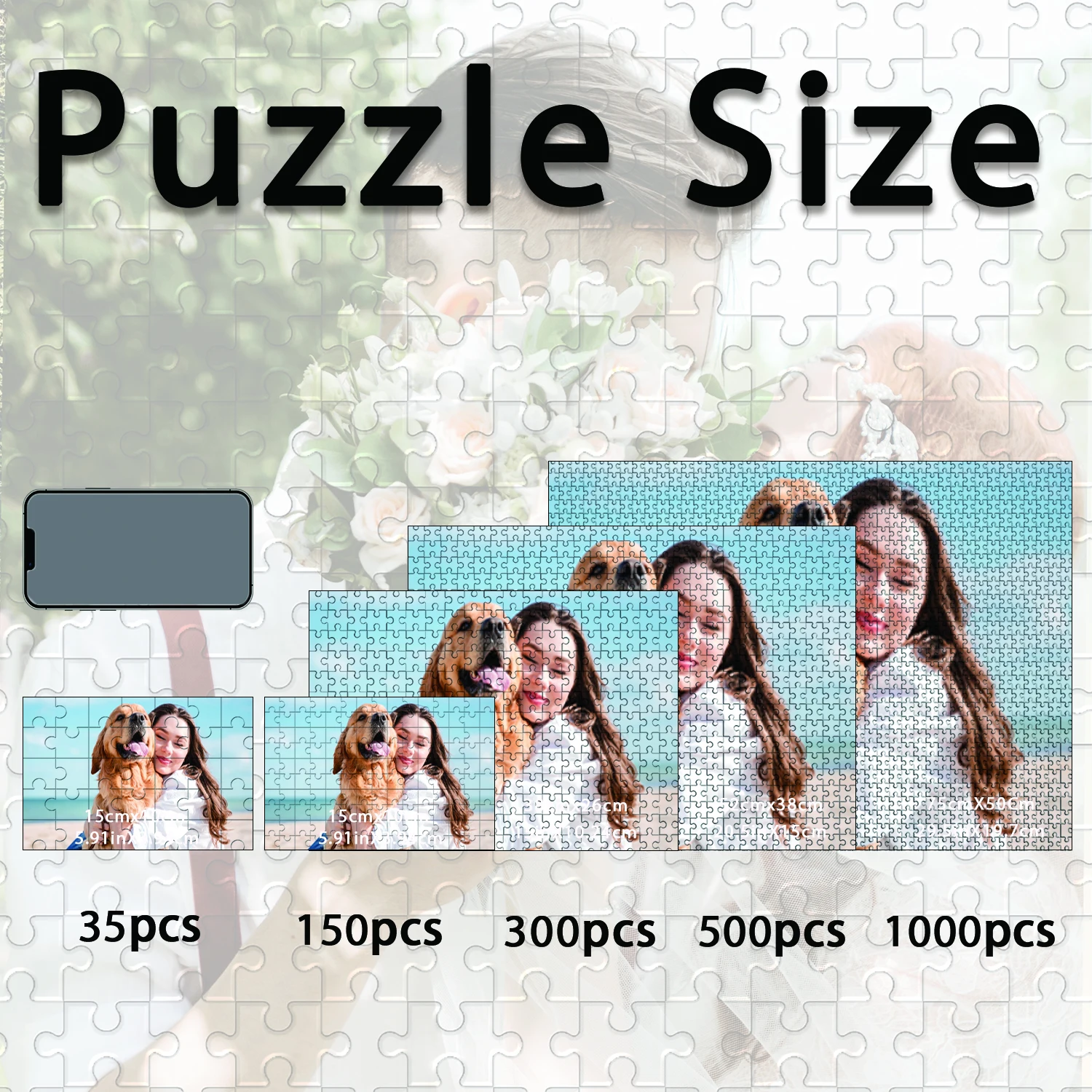 35/150/300/500/1000pcs dog with pet Personalised Decompression Puzzles Jigsaw puzzle Mosaic Custom DIY Personalised Photo