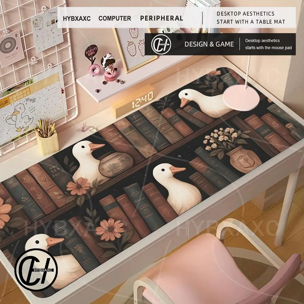 

White Fantasy Goose Mouse Pad XXL Cottagecore Retro Library PC Computer Gaming Accessories Desk Mat Cute Dragon Gamer Mouse Pad