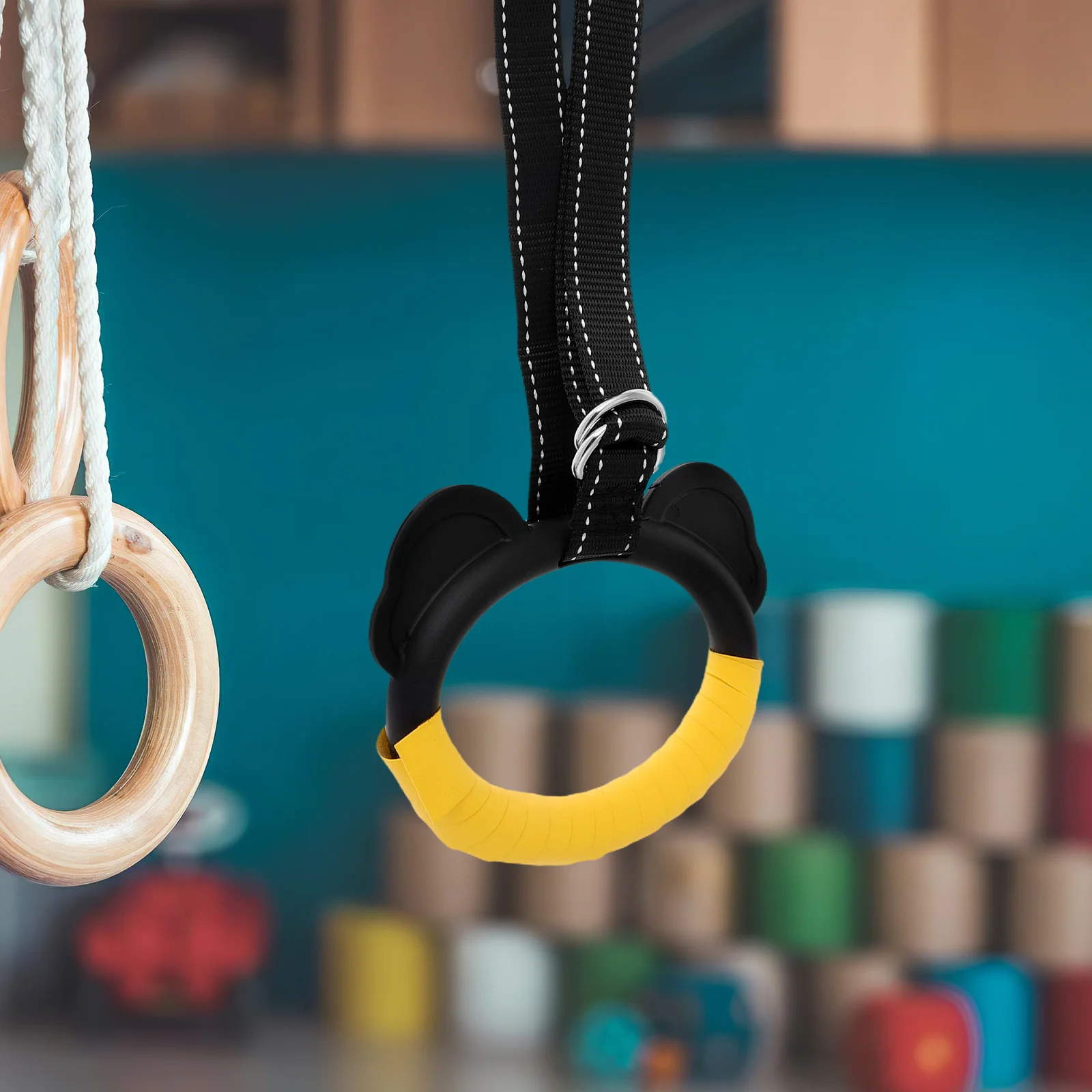 

1Pair Metal Gymnastic Rings Heavy Duty Adjustable Pull-Up Rings Nylon Strap Fitness Equipment Home Workout