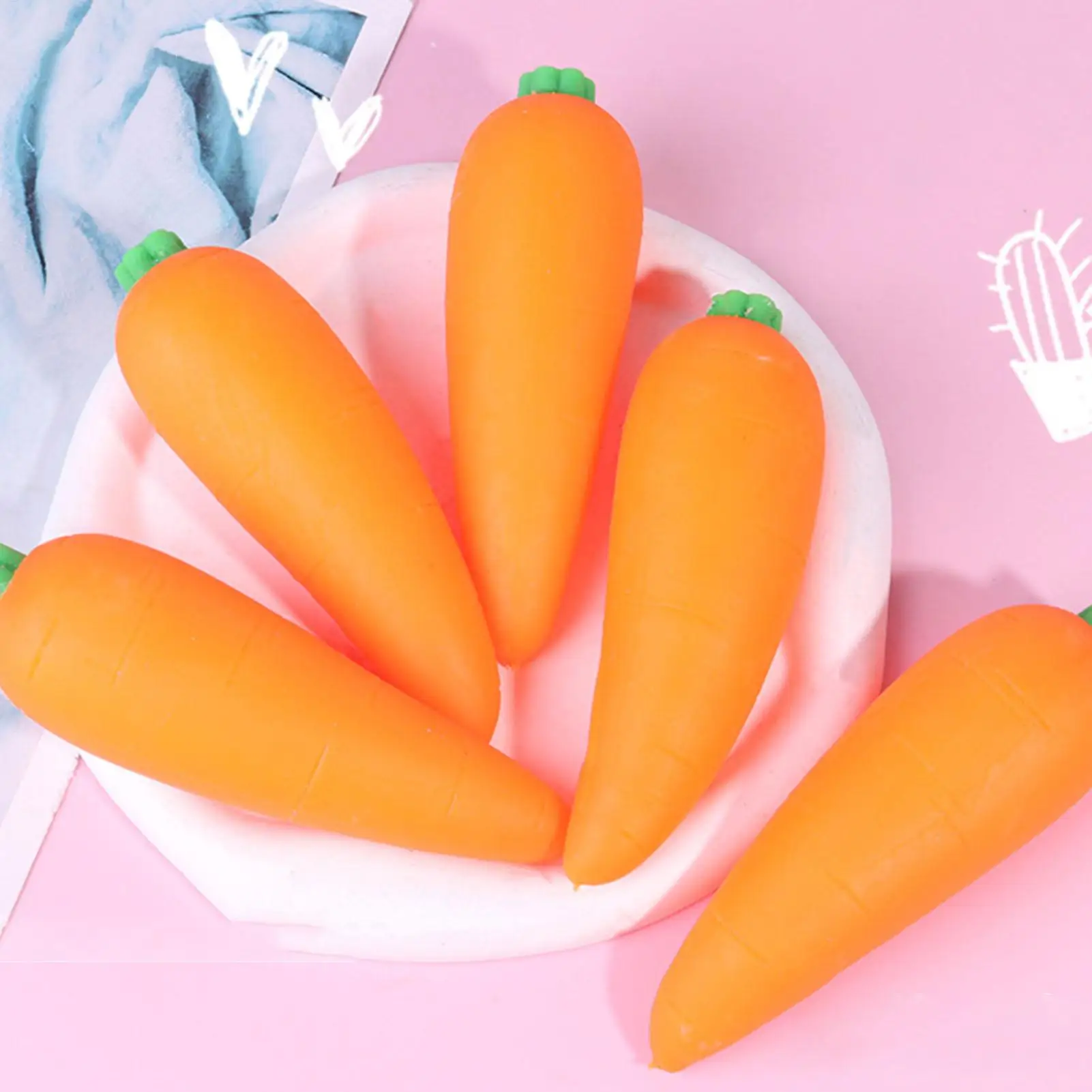 Carrot Vegetable Stress Toy Sensory Toys Squishy Stress Reliefing Pinch Toy Fidget Decompression Sensory Toy for Kids Adult Gift