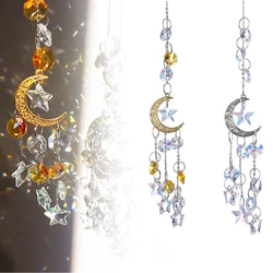 Hot Moon Star Crystal Sun Catcher Hanging Chandelier Crystal Ball Prism Window Light Hanging