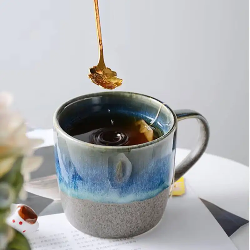 2025 Ceramic Milk Coffee Breakfast Mugs Gradual Change Starry Cerative Retro Mug Tea Office Water Cup Juice Beer Cups Drinkware