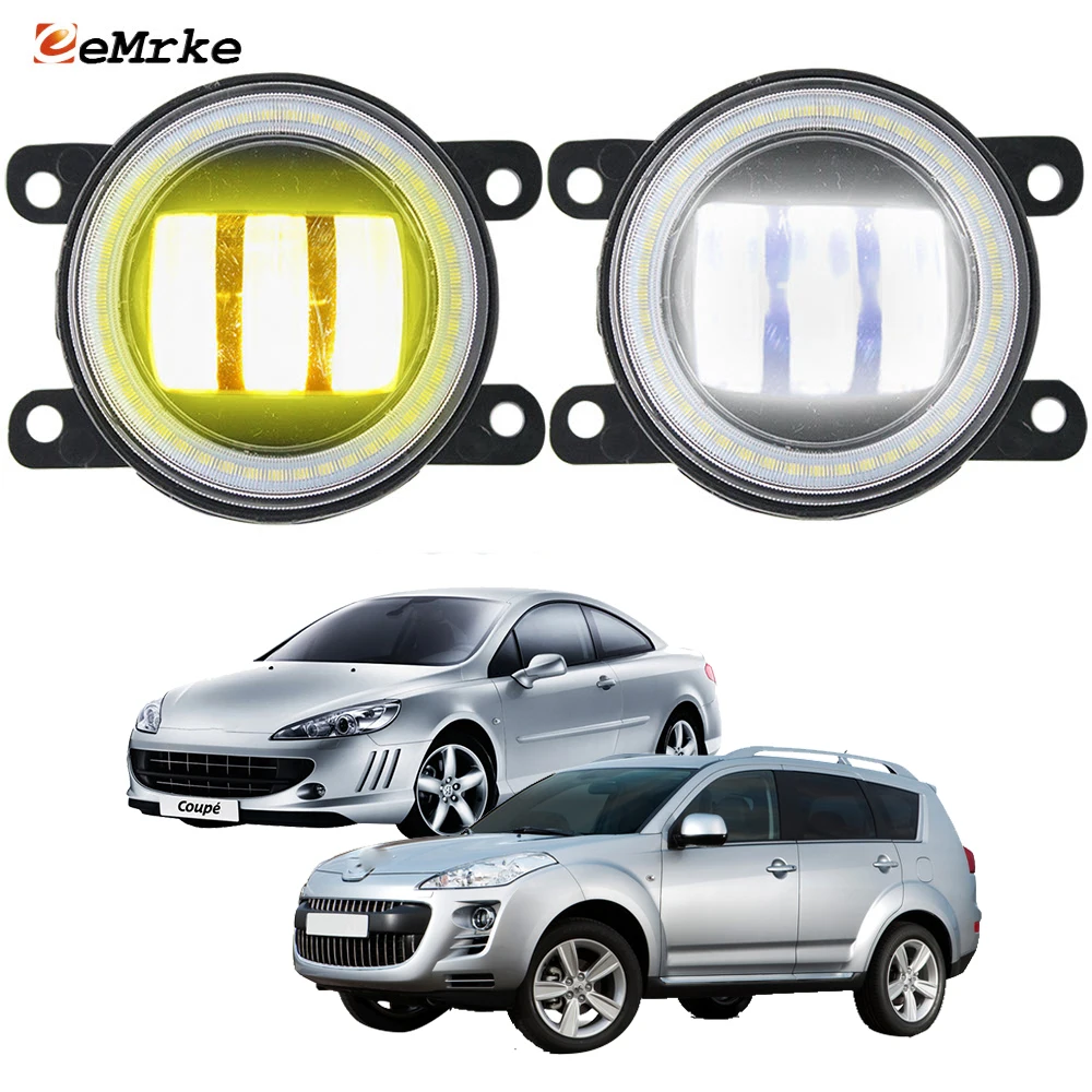 

2-Pieces Led Fog Lamp Assembly Lens Angel Eye DRL for Peugeot 407 Coupe only 6C 4007 GP SUV Car Front Daytime Running Light