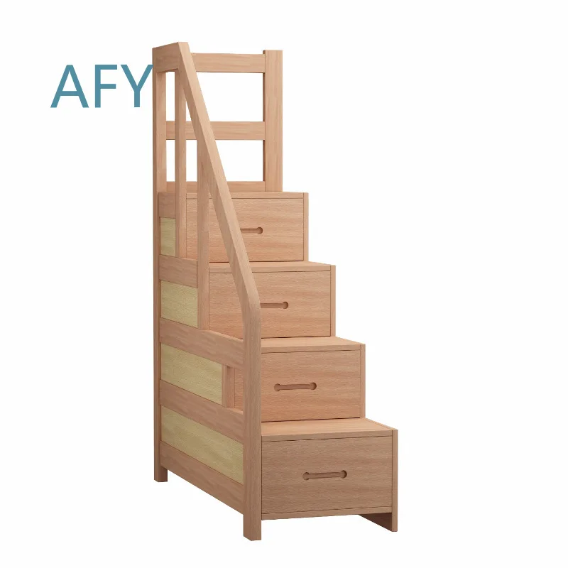 Step Up and Down Bed Ladder Cabinet for Solid Wood Beech Step Slide Storage Ladder for Bedside Step Stool for Under Bed