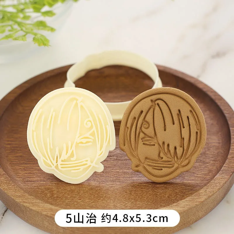 Cortadores de galletas de Luffy de una pieza, molde de plástico prensable para galletas de Anime, sello de galleta de dibujos animados, decoración de pasteles Fondant, herramientas para hornear