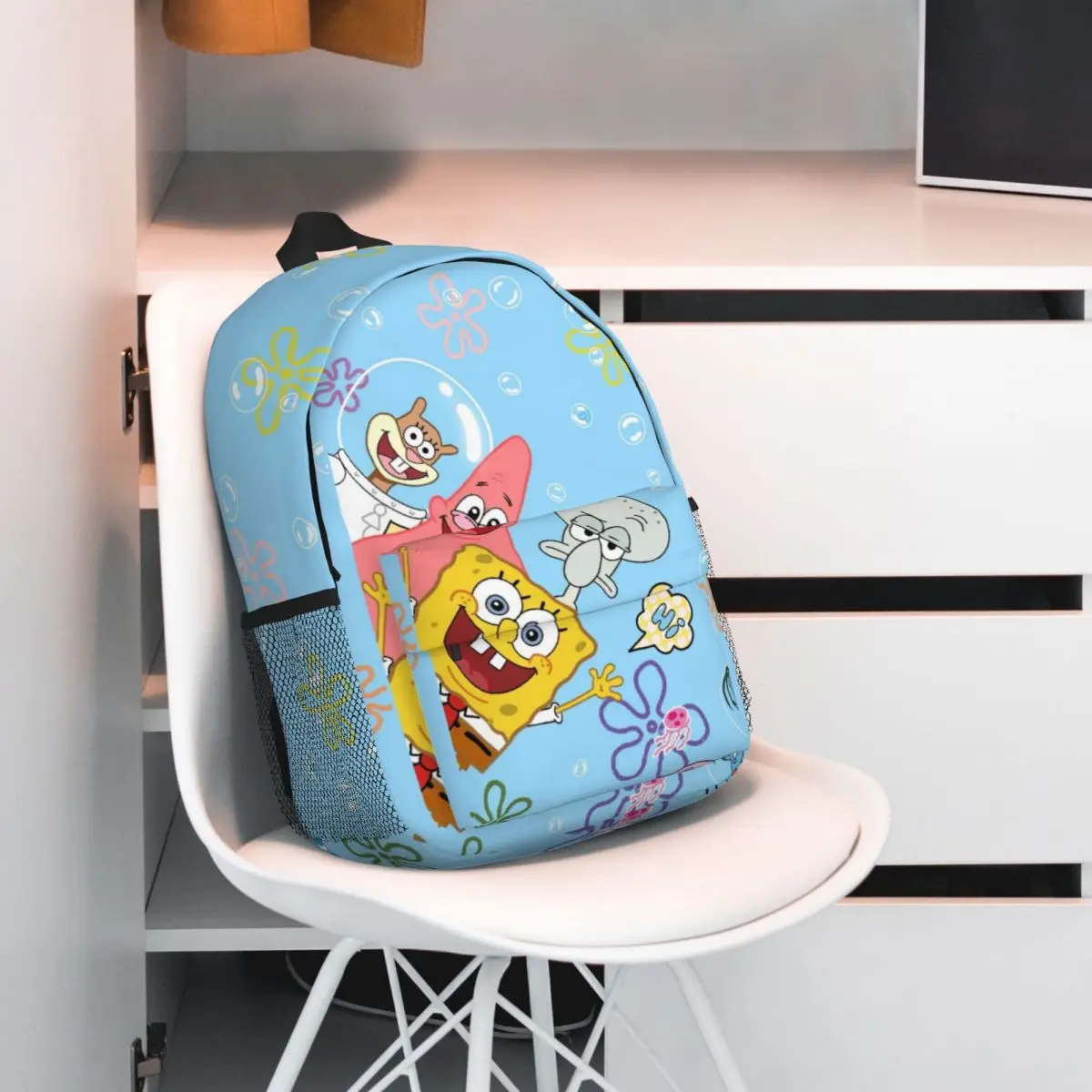 Bob Esponja Impresso Lightweight Casual Schoolbag, escola, ao ar livre, compras, escritório, 15"