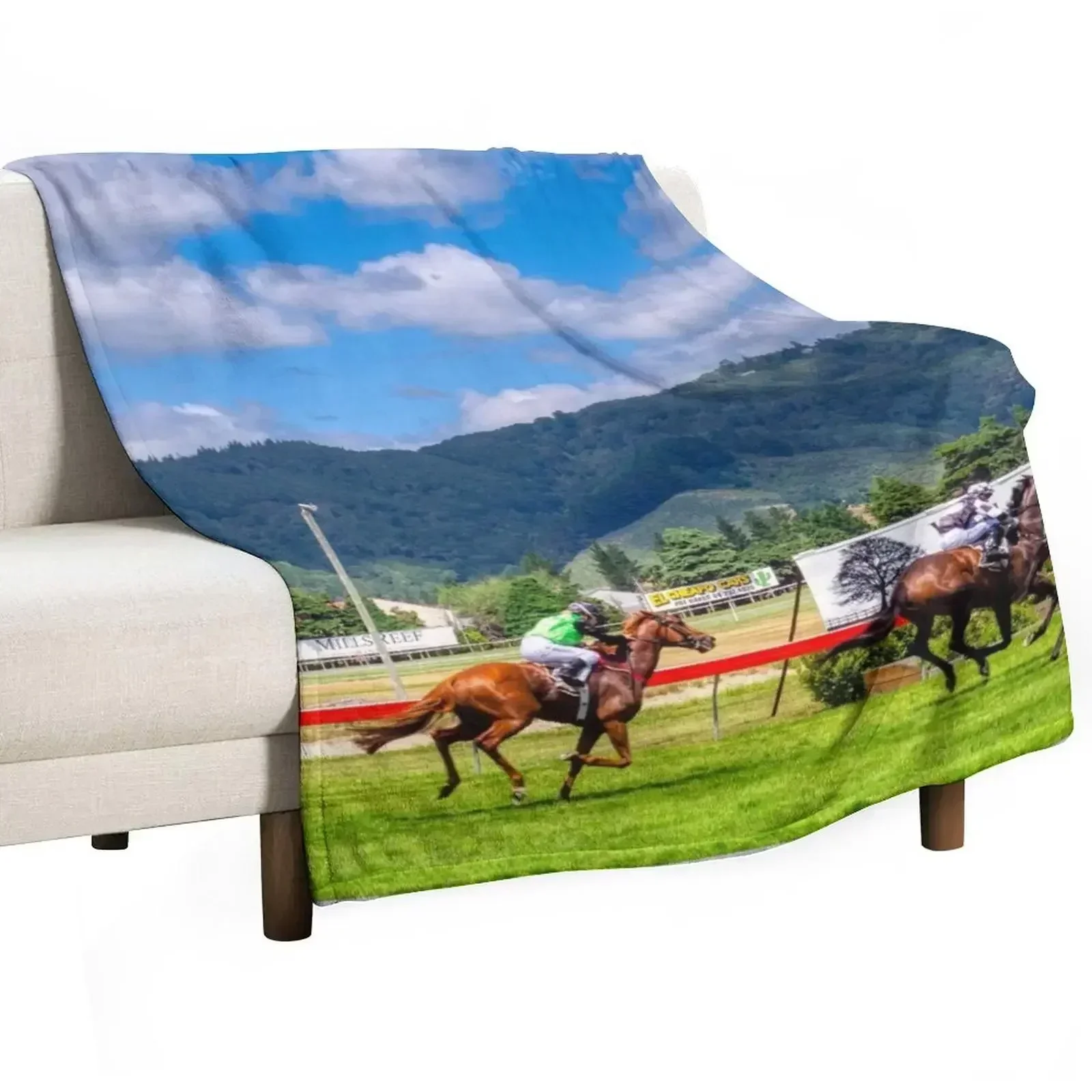 

Horse Racing Finish Line Throw Blanket Flannel anime Blankets