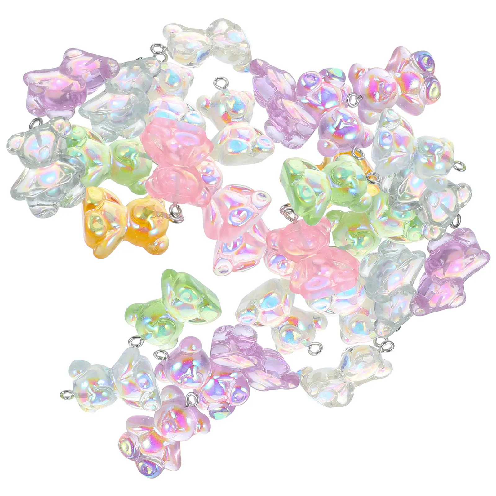 

30Pcs Premium Resin Bear Charms Clear Transparent Mini Pendants for Jewelry Making DIY Necklace Bracelet Earring Crafting Bulk